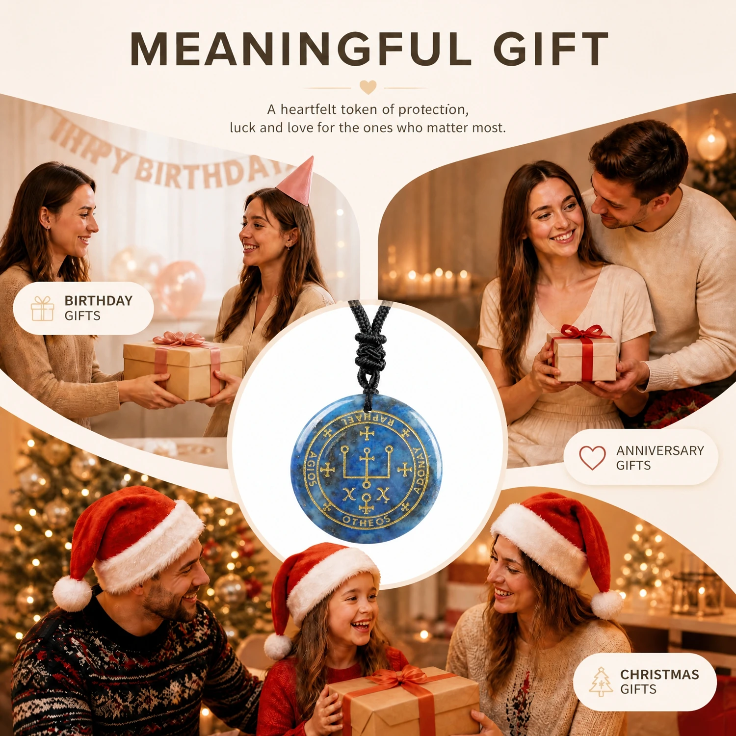 Solomon Seven Archangel Michael Gem Lapis Lazuli Gabriel Health Amulet Talisman Pendant Necklace Charm Men Women For Jewelry
