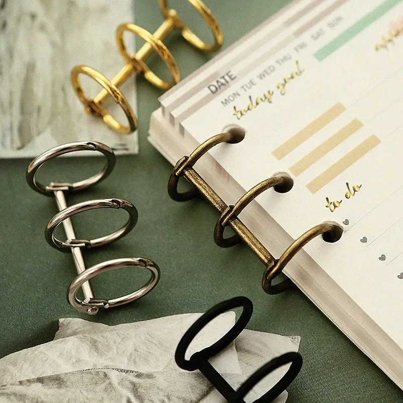 2pcs Metal Loose Leaf Rings 3 Rings Binder Clips DIY Photo Album Circle Clips Desk Calendar Notebook Binder Ring Office Supplies