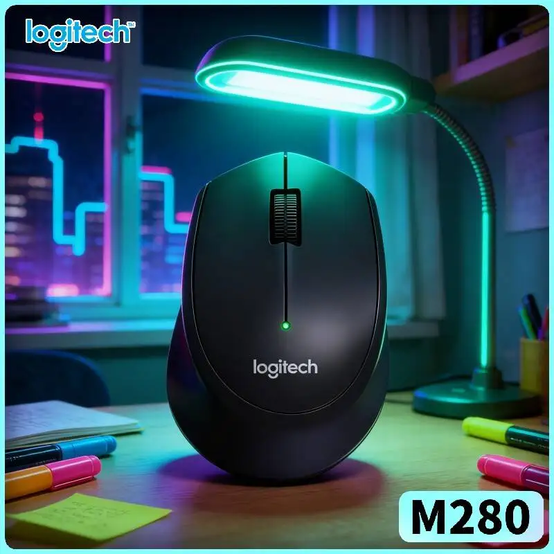 Logitech M280 Ergonomic Wireless Mouse Quiet Tap Response 10m Strong Link 18-Month Battery Plug Play for Home Laptop