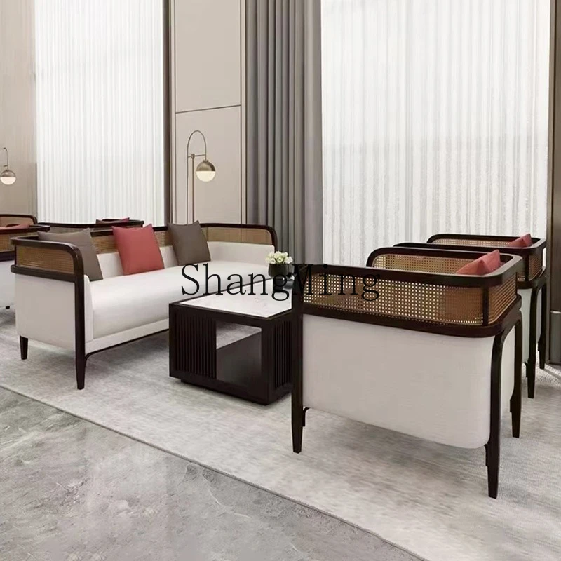 

ZYY new Chinese sofa combination modern Chinese simple living room light luxury solid wood fabric sofa