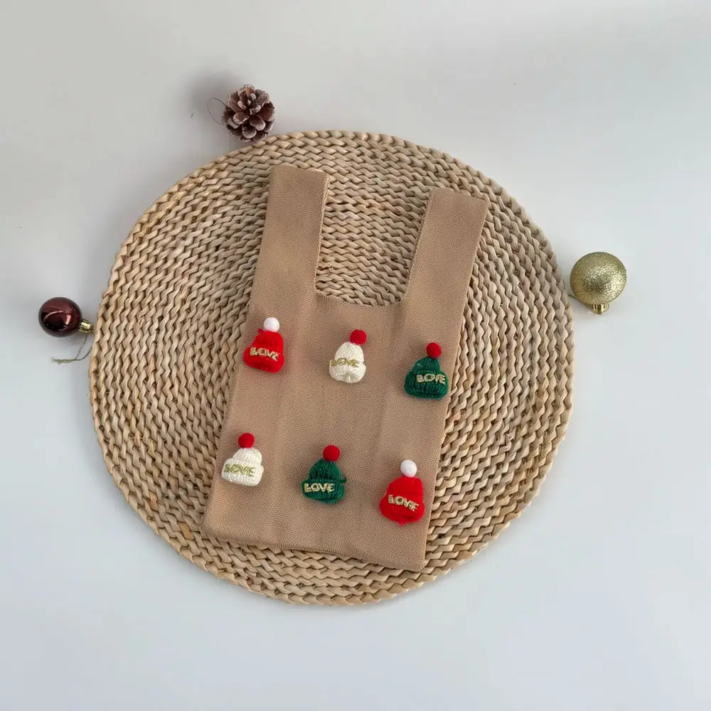 Christmas New Year Gift Bag Knitted Tote Fashion Bowknot Pouch Soft Elastic Handbag Creative Holiday Party Decorative Bag