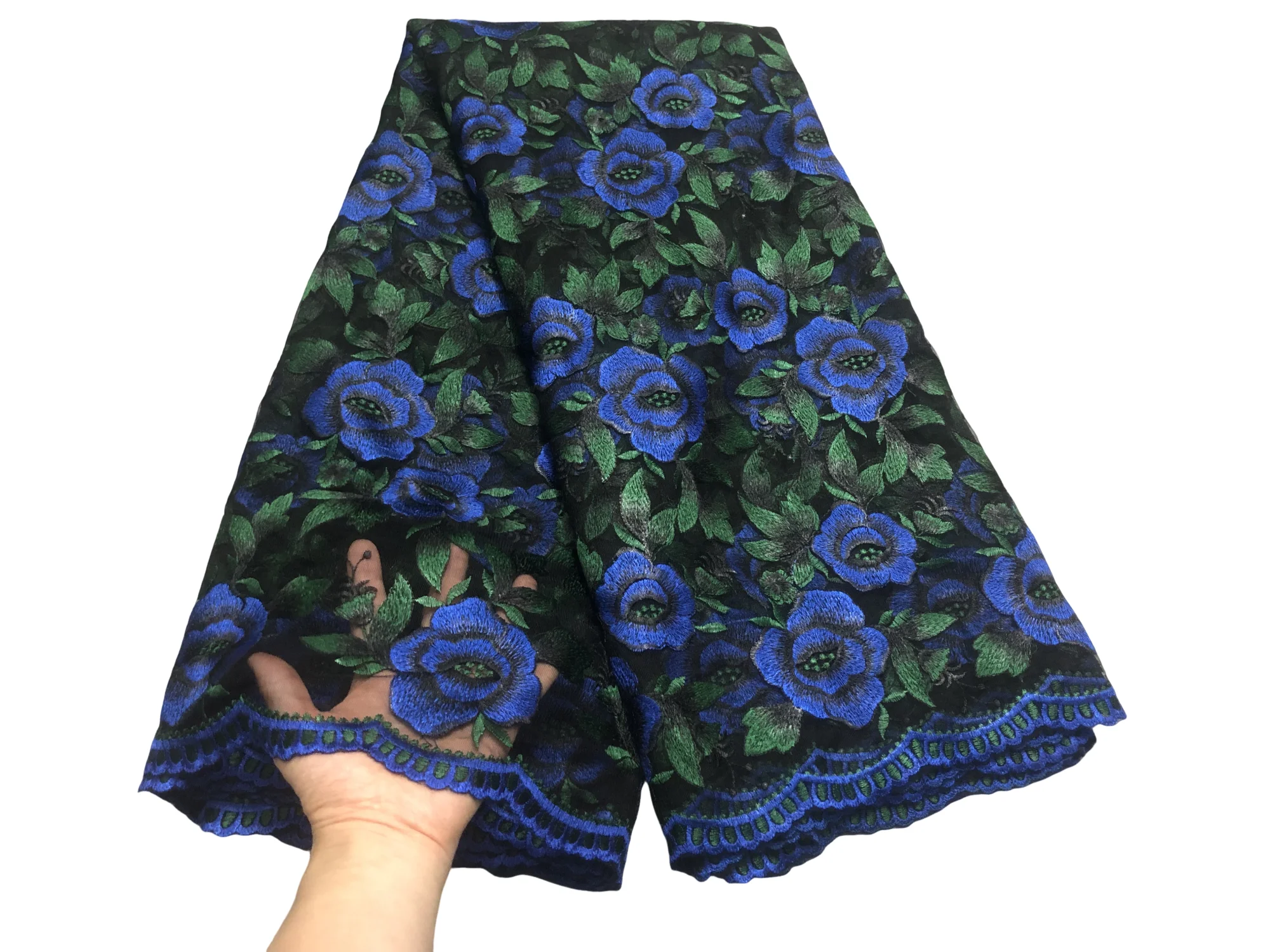 

2025 Luxury High Quality Delicate Eligant Soft Embroiderd Multicolor Big Flower Tulle Lace Fabric For Wedding Evening Dress Sew