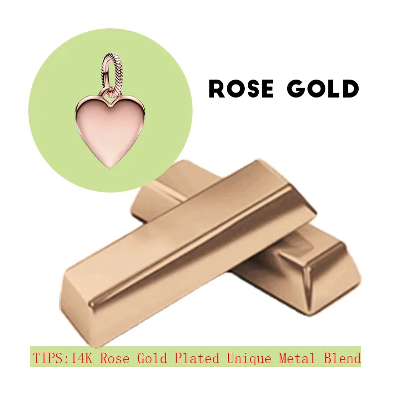 Rose Gold Engravable Heart Tag Pendants Charms For Women Fine Jewelry Making DIY Original Necklace Bracelet Valentine's Day Gift