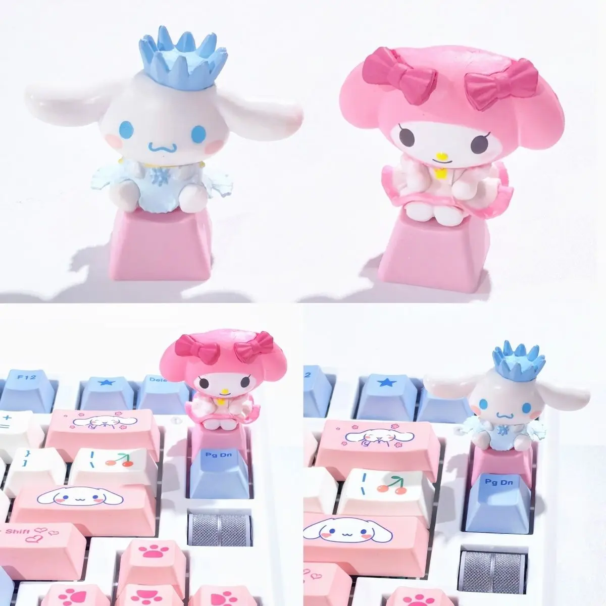 Handcrafted 3D Mallow Melody Mechanical Keyboard Custom Keycap Cartoon Pink Girls Transparent Light Translucent