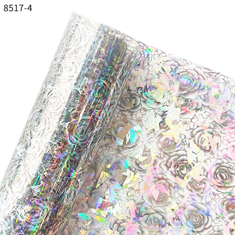 

Transparent Holographic Faux Leather Sheets PVC Vinyl Colored Soft Plastic Film Fabric for DIY Handbags Making Craft 46*135CM