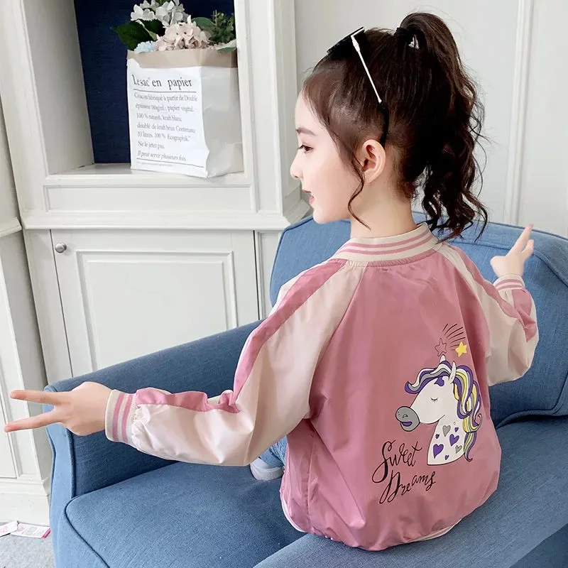 Long Sleeve Jacket for Girls Kids Cute Print Coat Fashion Spring Autumn Children Outwear 2023 New Arrival Girls Casual Clothing