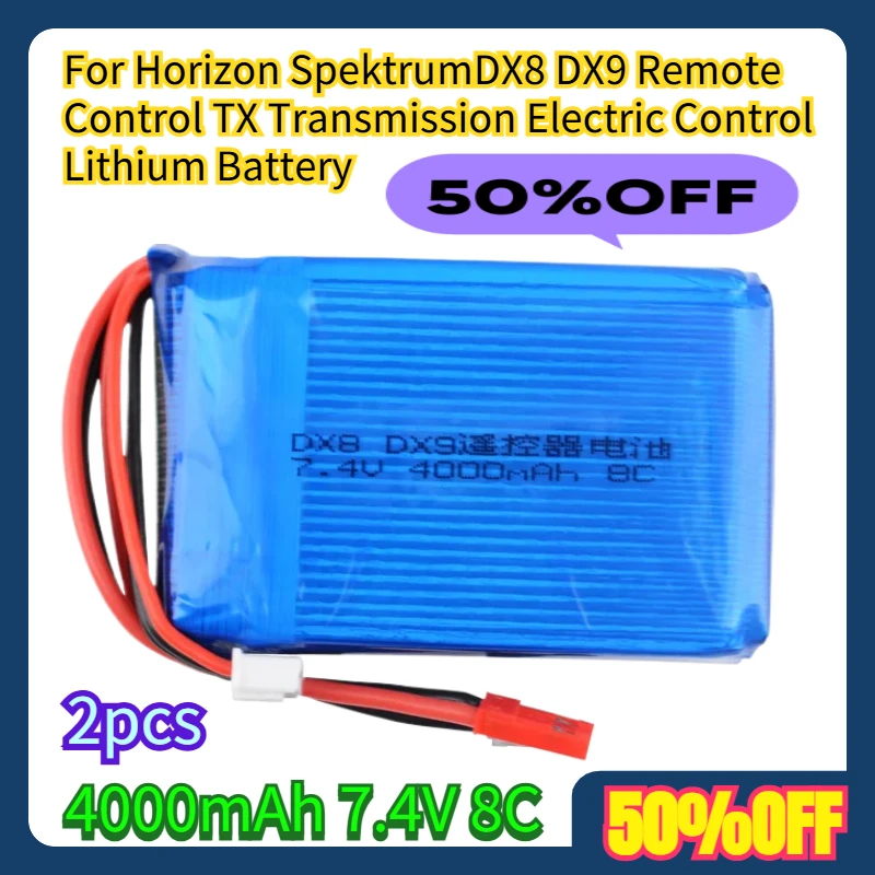 

2pcs For Horizon SpektrumDX8 DX9 Remote Control TX Transmission Electric Control 4000mAh 7.4V 8C Lithium Battery