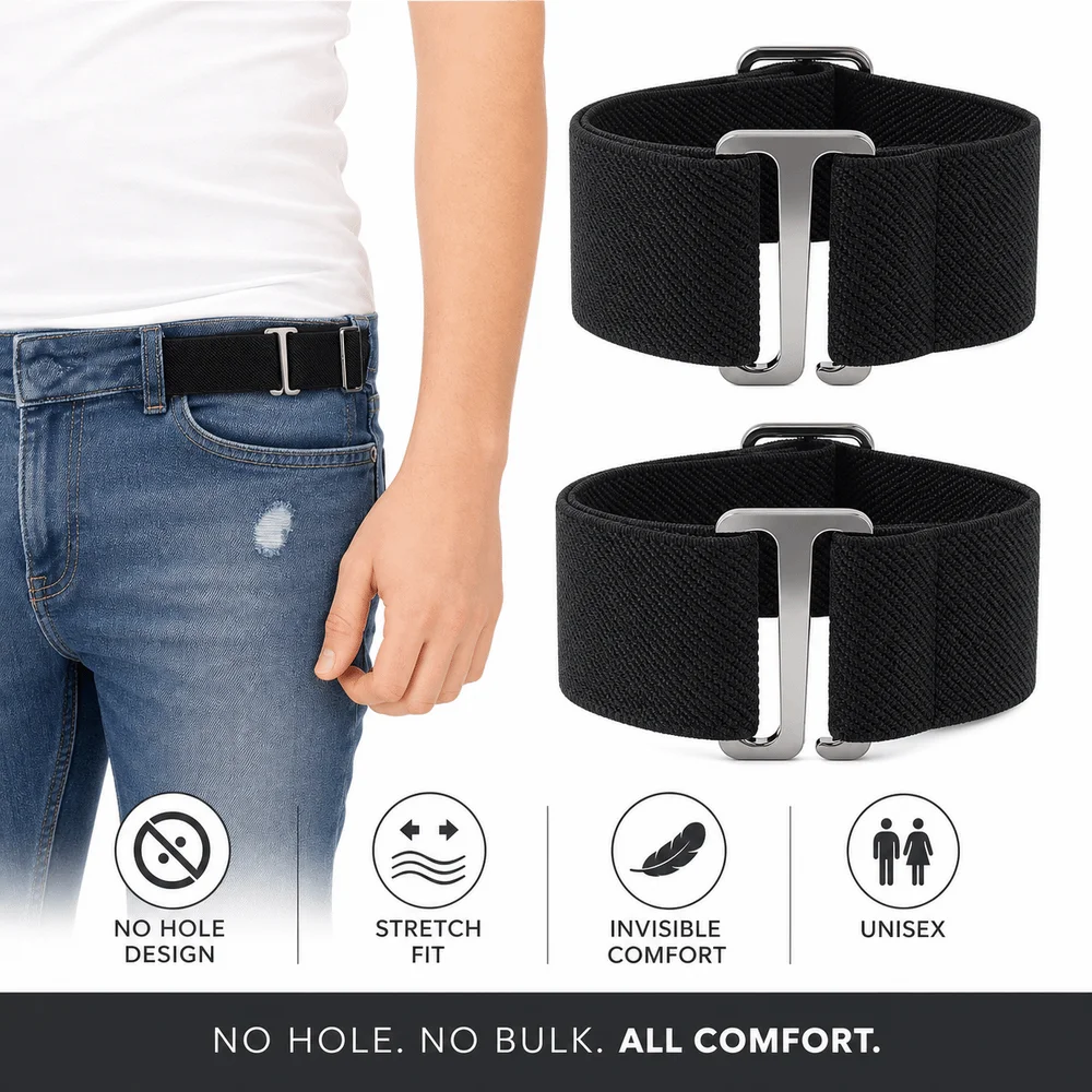 Metal Invisible Elastic Waist Belt Adjustable Elastic Hook Buckle Elastic Belt Comfortable Waist Buckle Stretch No Trace Belt