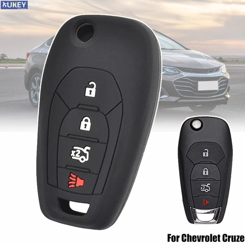 Силиконовый чехол для дистанционного ключа Chevrolet Cruze с дистанционным управлением, чехол для брелока, держатель для кожи, 4 кнопки, 2016 2017 2018 2019