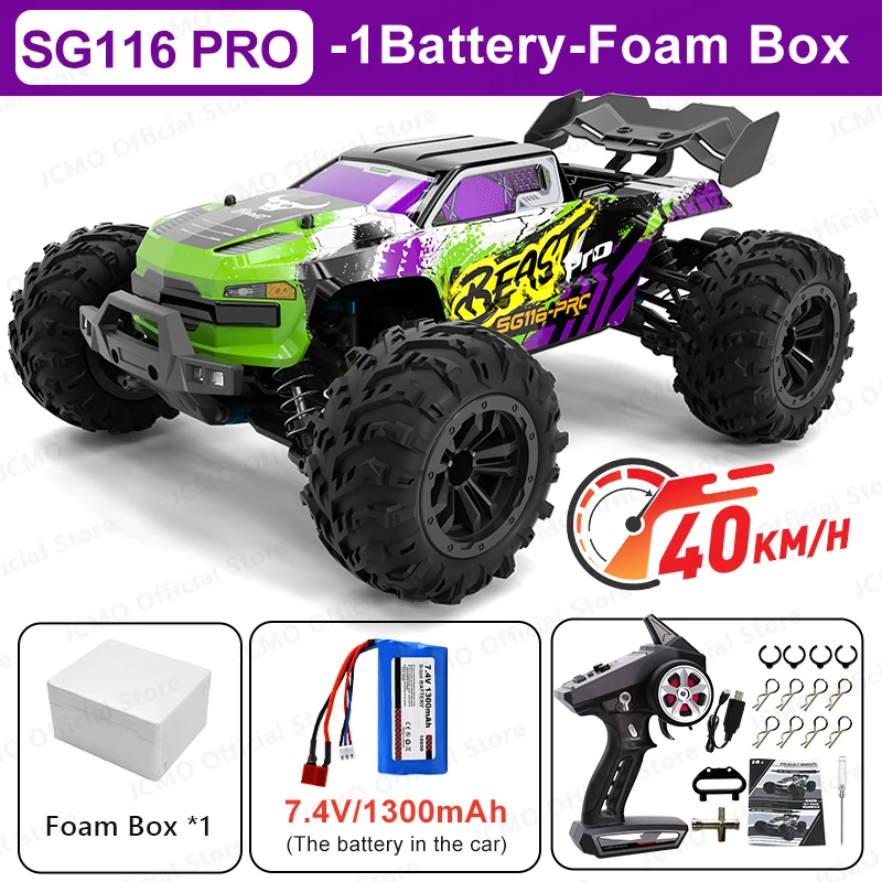 SG116MAX 80 km/u hoge snelheid RC auto borstelloze 4WD off-road drift afstandsbediening auto 1:16 professionele racewagens SG116PRO 40 km/u - afbeelding 1