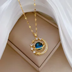 316L Stainless Steel Sun Moon Star Pendant Necklace For Women Exquisite Planet Clavicle Chain Party Jewelry Gifts