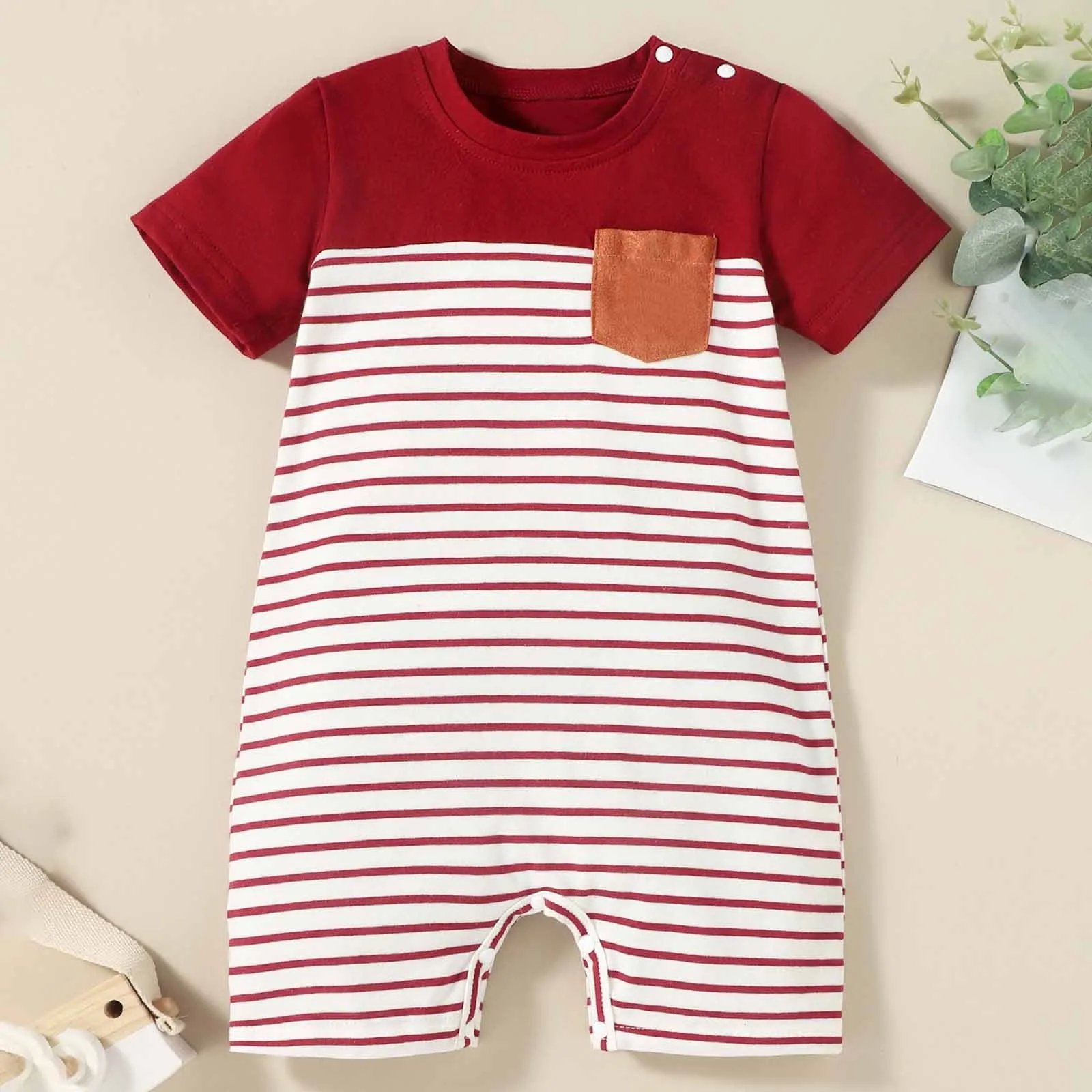 

9 Month Romper Boys Baby Jumpsuit Comfortable Soft Breathable Fashion Small Pocket Boy Jumpsuit Footless Fleece Pajamas Baby Boy