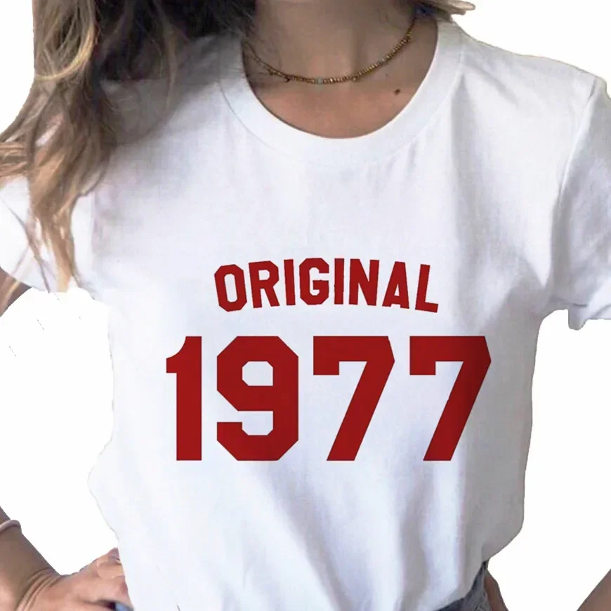 ORIGINAL 1977&1988 Letter print ladies T-shirt ladies casual basis O-collar white shirt short sleeve ladies T-shirt,Drop Ship