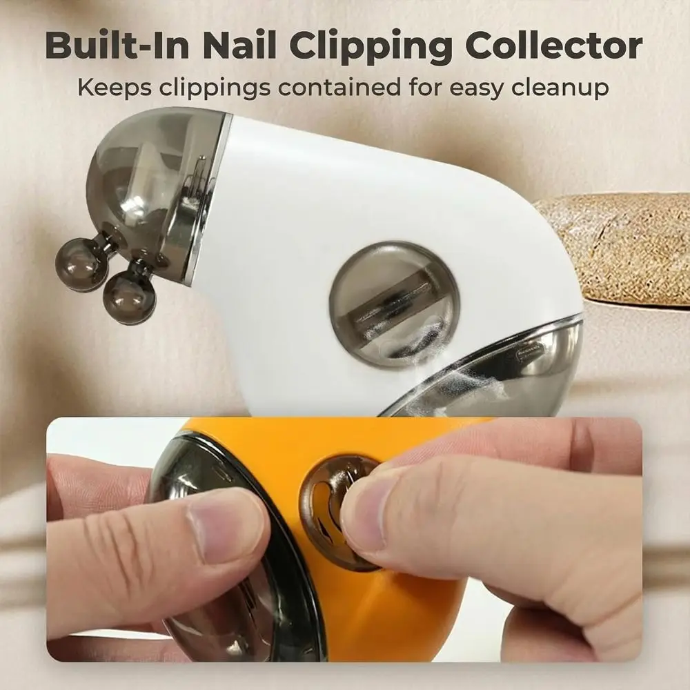 Safe Electric Nail Clipper Polisher 2-in-1 with LED Light Fingernail Trimmer File 3 Speeds Rechargeable Automatic Nail Trimmer