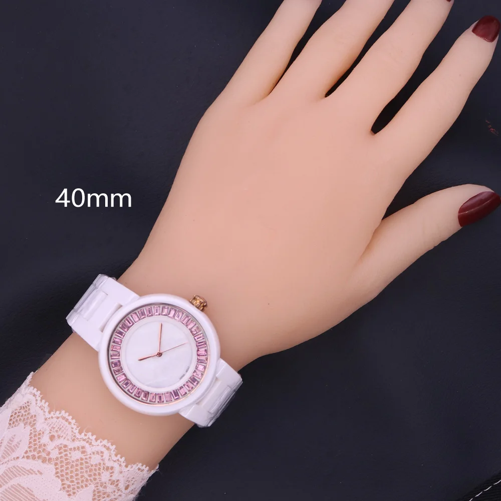 SALE!!! Discount Ceramic Watch Rhinestones Lady Men\'s Women\'s Watch Japan Mov\'t Hours Metal Bracelet Girl\'s Gift