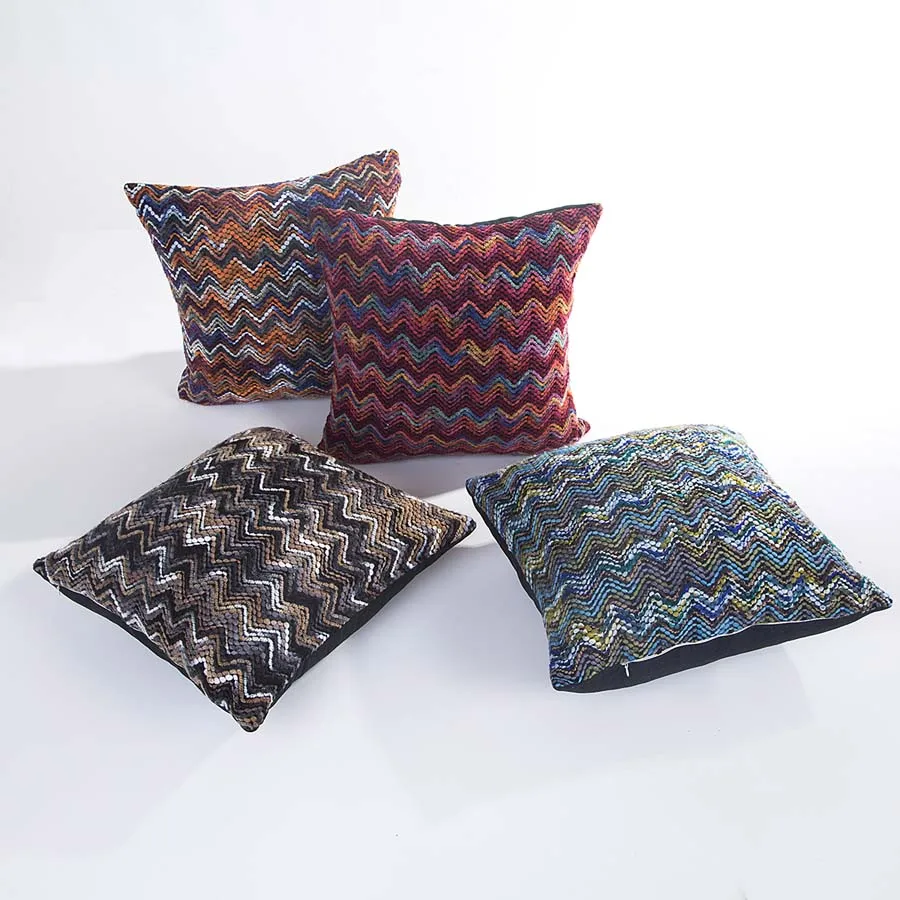 Knitted Cushion Covers 45x45cm Wave Pattern Cushion Cover Maximalist Vintage Cushions Cover For Home Decorative Pillows Case