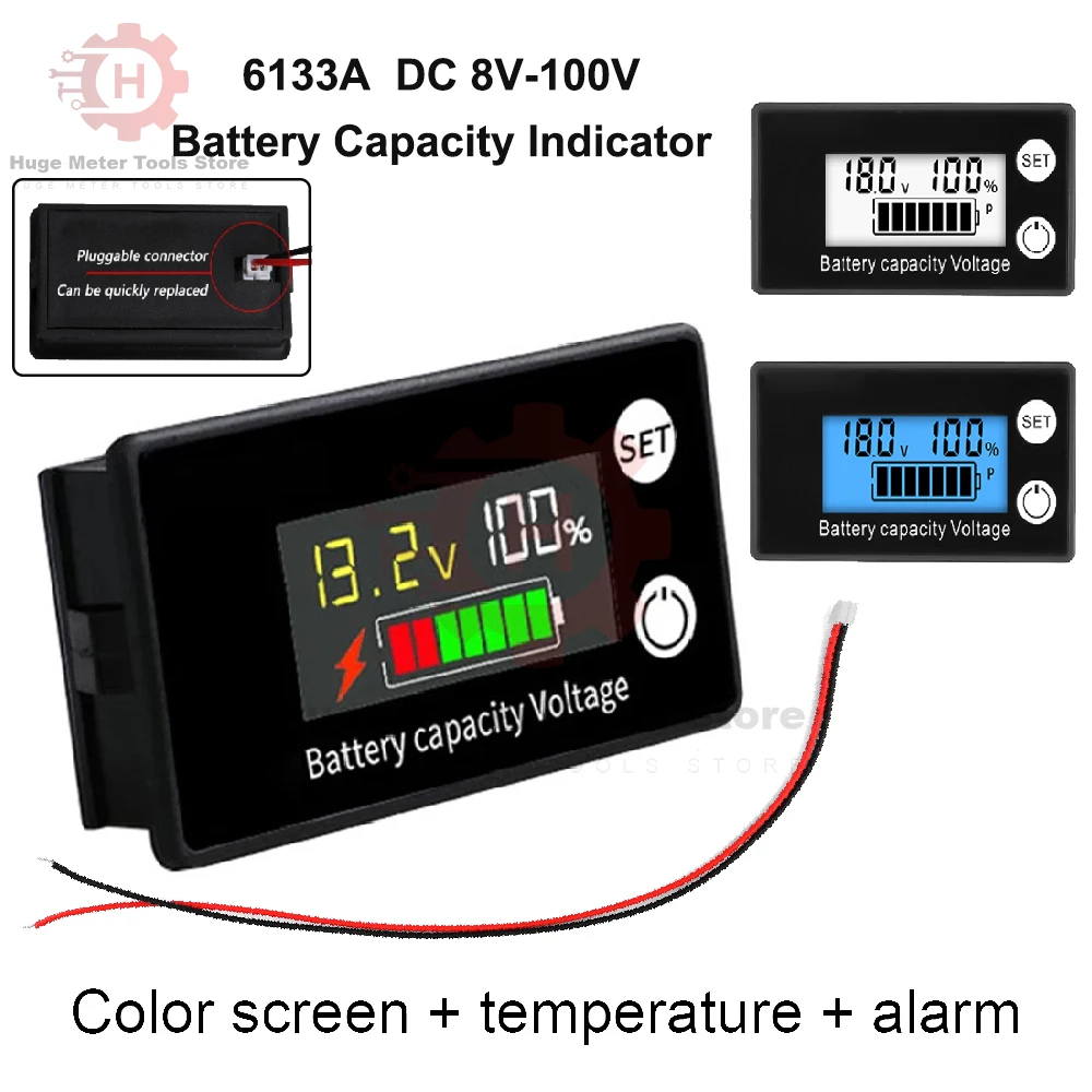 DC 8V-100V Battery Voltmeter Capacity Indicator Power Meter Lithium LiFePO4 lead-acid cell 12V 24V 48V for 6133A LCD Battery