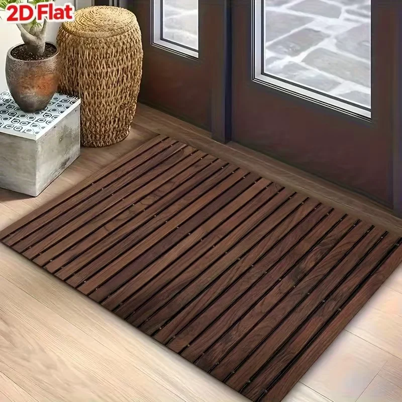 Wood Grain Striped Home Door Mat Suitable for Kitchen Dining Room Bathroom Bedroom Study Room Welcome Carpet Home Decoration