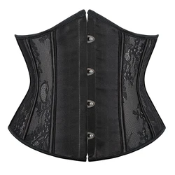 Underbust Corset Breathable Waist Trainer Cincher Gothic Hollow Out Floral Bustier Corselet