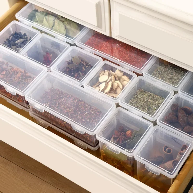 Spice Distribution Storage Box Seasoning Box Kitchen Household Division Clamshell Sealed Storage Box Kitchenware