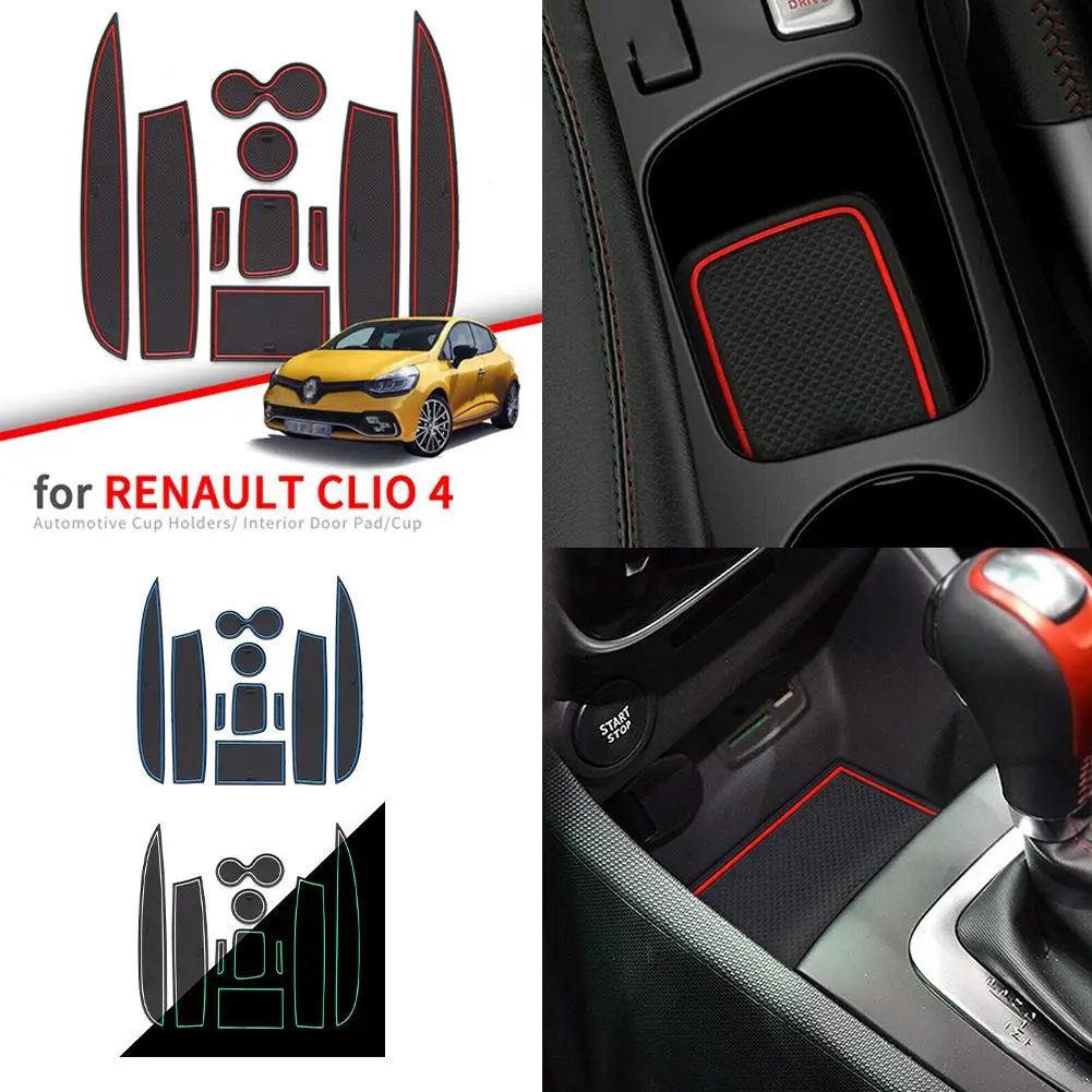 Rubber Anti-Slip Inner Gate Slot Pad Cup Holder Mats For Renault Clio 4 CLIO4 2012-2018 Door Groove Non-slip Pad Car Accessories