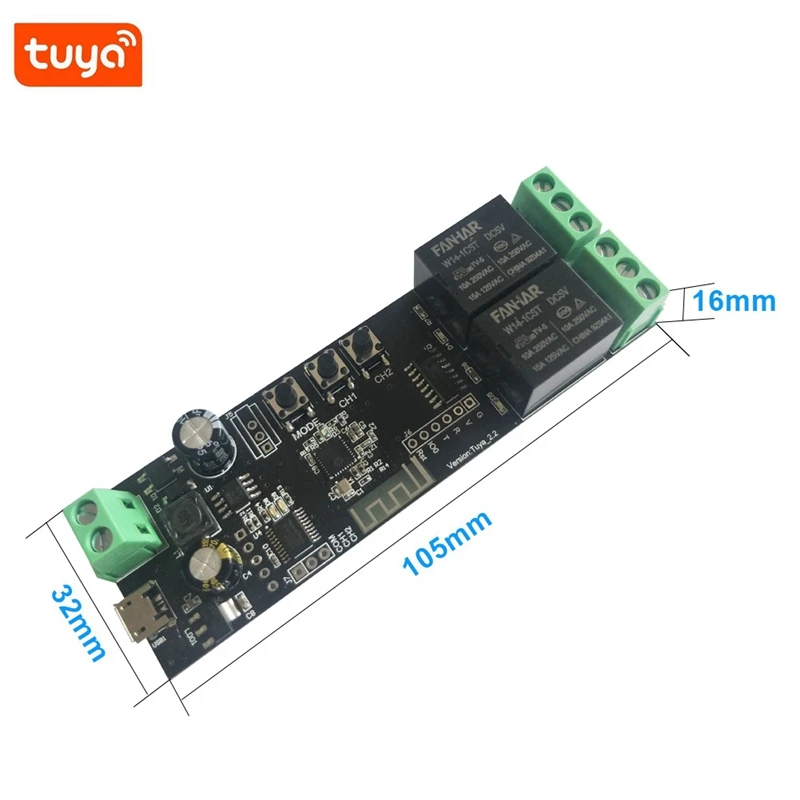 Módulo Tuya Relé WiFi, Interruptor DIY, Polonada, Selflock, Modos de Trabalho, APP, Voz, Controle LAN, Casa Inteligente, 7-32V