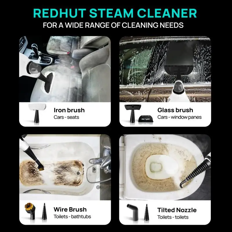 Redhut [2025] Pressurized Handheld Multi-Surface Natural Steam Cleaner with 12 pcs Accessories Powerful, Chemical-Free
