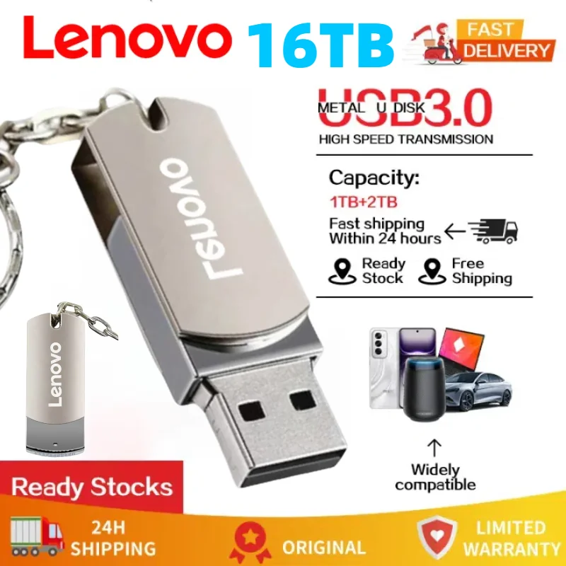 

Lenovo 16TB 3.0 USB Flash Drive Metal High-Speed Pen Drive 2TB 128GB Waterproof Type-C Usb PenDrive For Computer Storage Devices