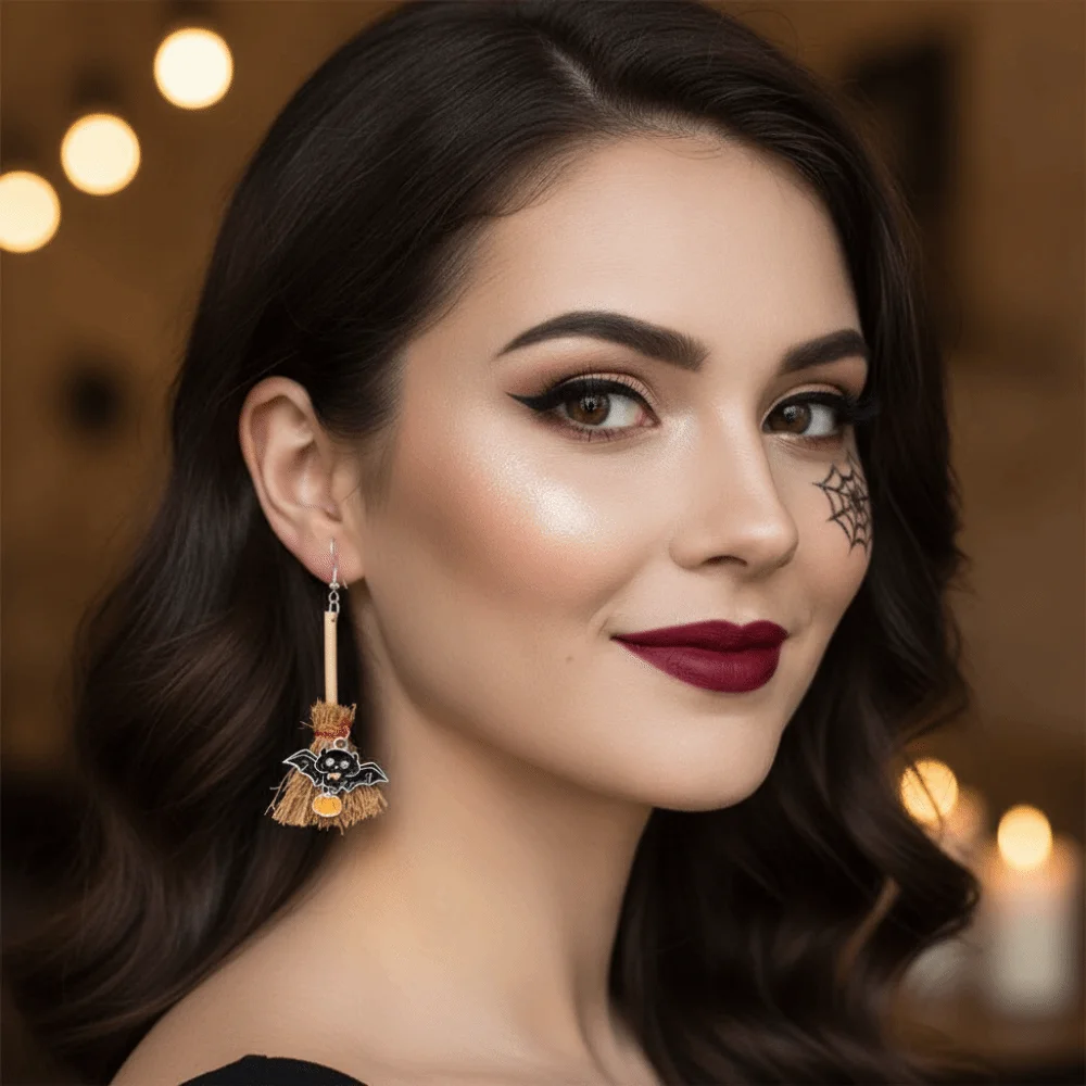 Hook Closure Halloween Dangle Earrings Different Shapes Lightweight Resin Asymmetric Witch Hat Earrings Metal Findings
