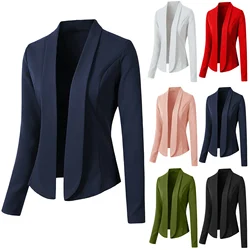 Blazers à manches longues pour femmes, veste monochrome, vêtements de bureau pour dames, manteau cardigan, vêtements de marque, haute qualité, mode