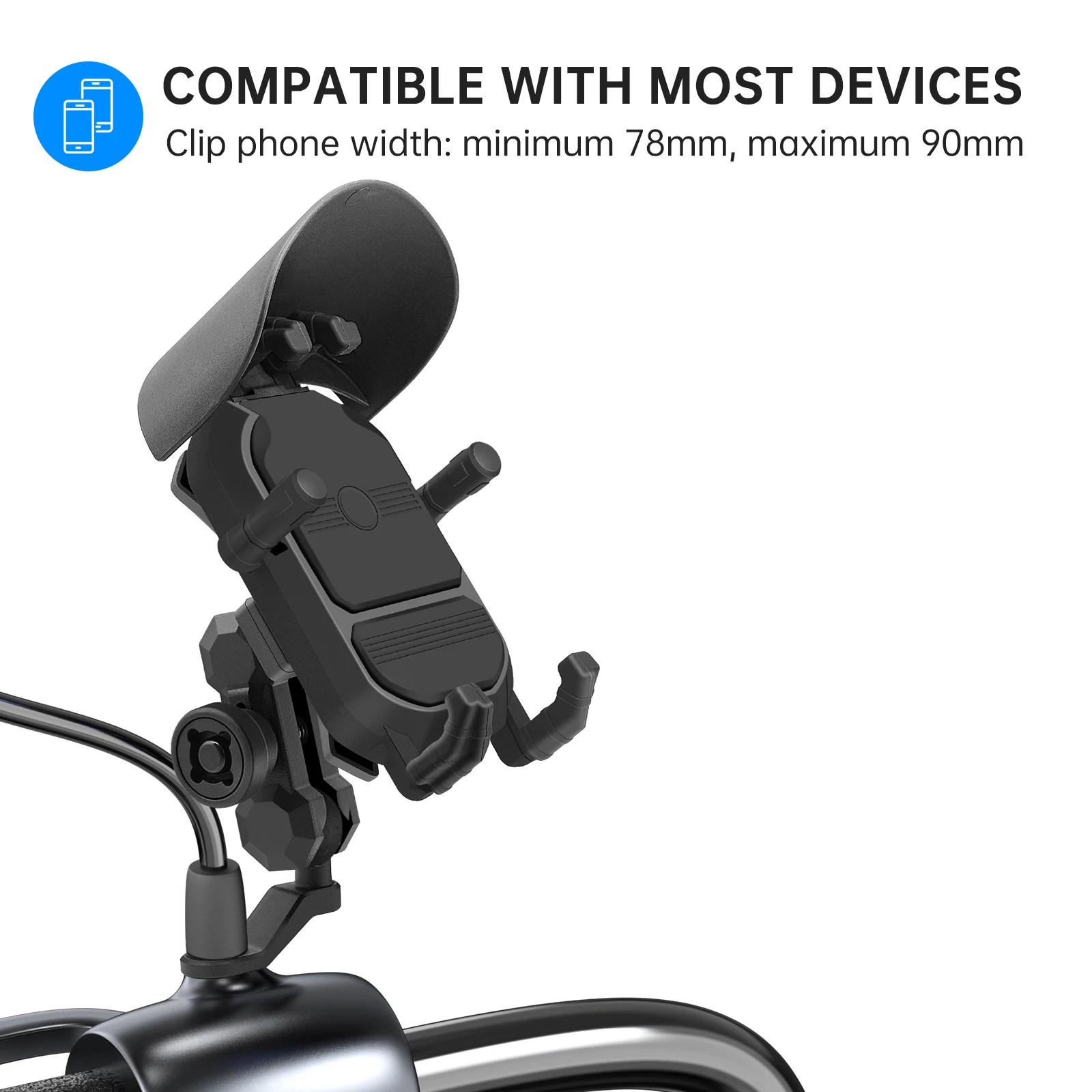 Motorcycle Phone Holder Anti Handlebar Phone Mount 360 Rotatable Shock Absorption Bike Phone Holder for 3.5-7.2inch Smartphone
