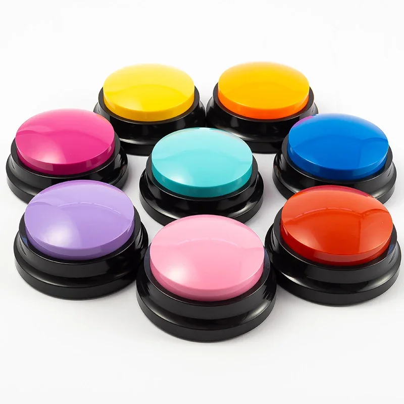 4 Uds. Zumbador de respuesta grabable, botón de respuesta, zumbador de espectáculo de juegos, botón grabable, zumbador de aula, zumbador de entrenamiento para mascotas