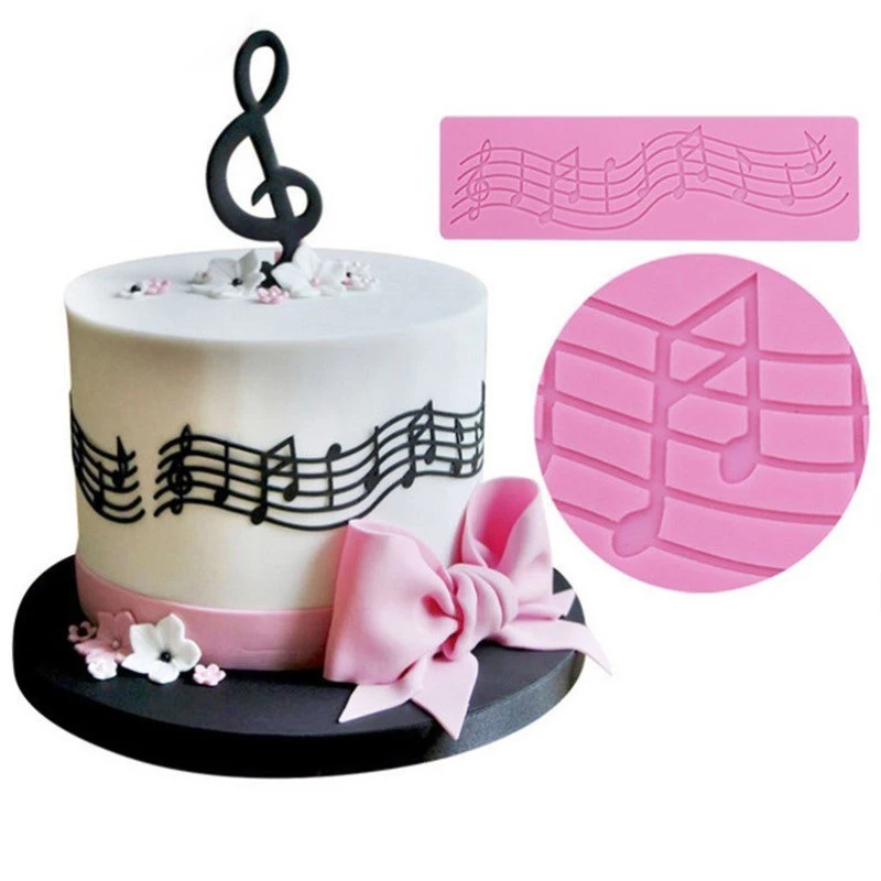 Music Note Silicone Mold Musical Instruments Guitar Bass Fondant Chocolate Candy Sugar Cupcake Topper Cake Decoration