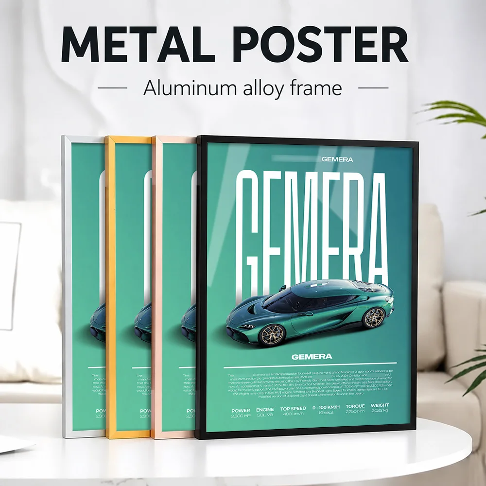 Sweden Gemera Car Metal Poster With Aluminum Alloy Frame Personalized Photo High Contrast Style Wall Art For Garage And Office