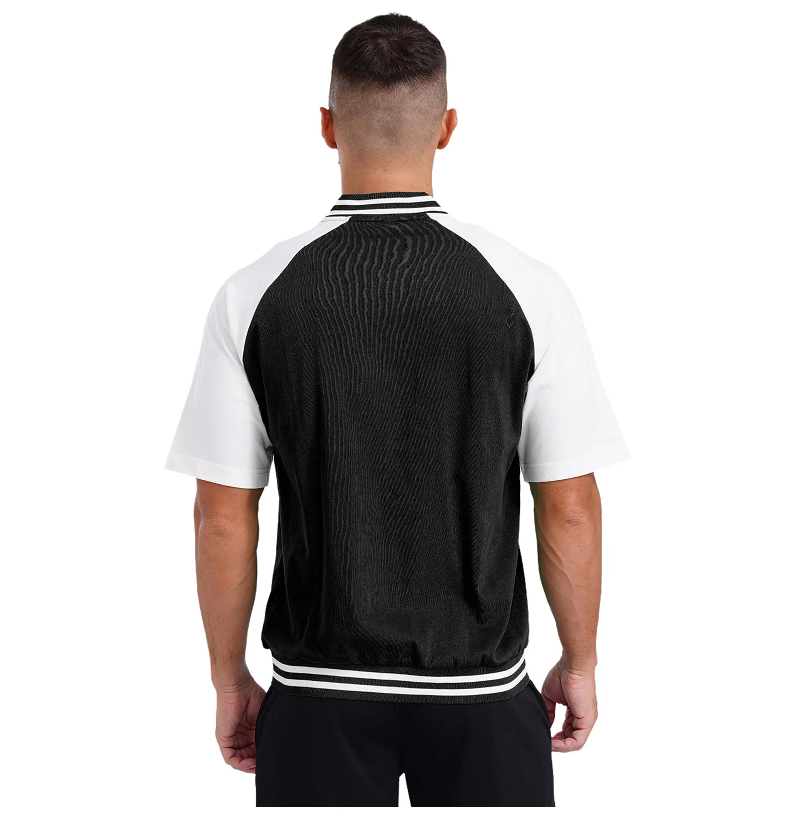 Mens Athletic Baseball Jacket Casual Short Sleeve Press Button Jackets Outerwear Sportswear for Badminton Tennis Hiking Workout