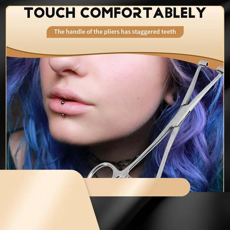 

X40A_XA-Septum Forcep Stainless Steel Needle Clamp, Body Piercing Tool Professional Puncture Tool For Eyebrow Pierced