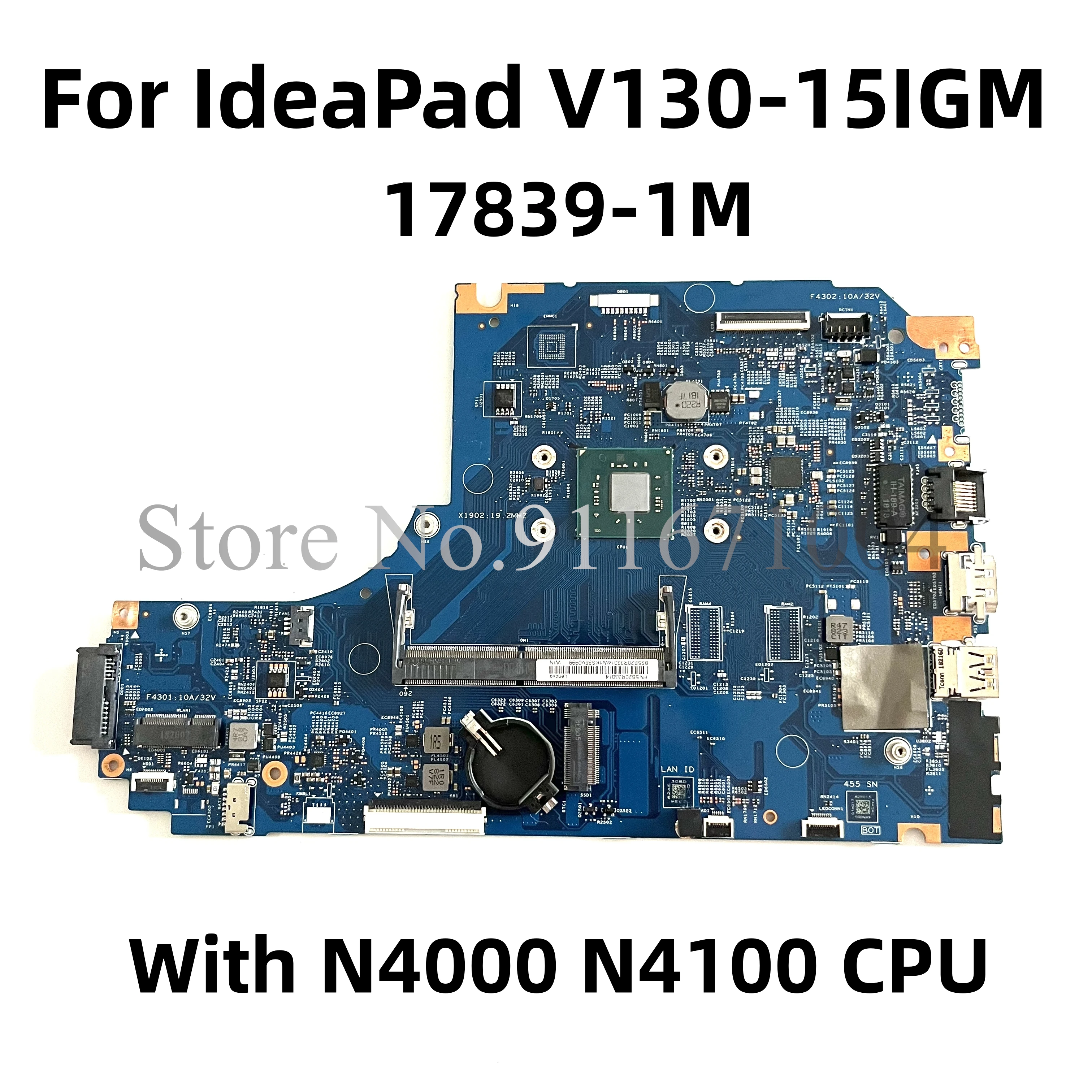 17839-1M For Lenovo IdeaPad V130-15IGM Laptop Motherboard With N4000 N4100 N5000 CPU UMA LV315GM MB Mainboard 100% Fully Tested