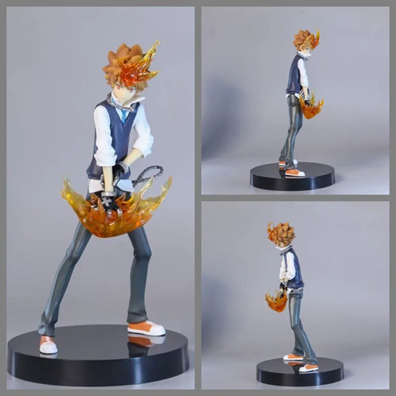 Japan Anime HITMAN REBORN Sawada Tsunayoshi Battle Ver.PVC Action Figure Statue Collection Model Kids Toys Doll 18cm