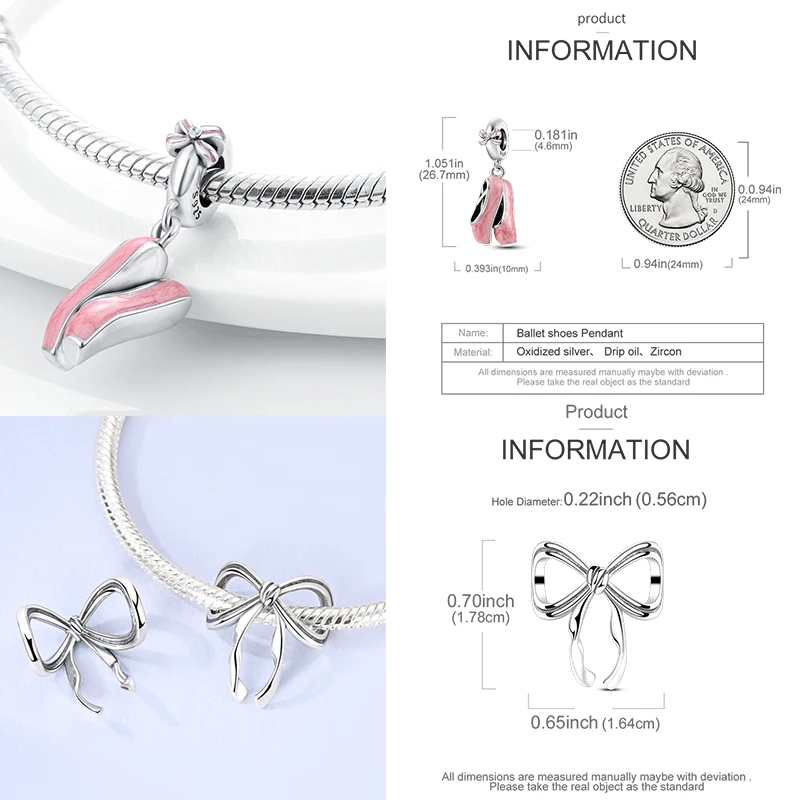 925 Sterling Silber Mode-Charm-Perlen Parfüm High Heel Lippenstift Ballett Handtasche DIY Armband Halskette Geschenk für Frauen Mädchen – Detail 3