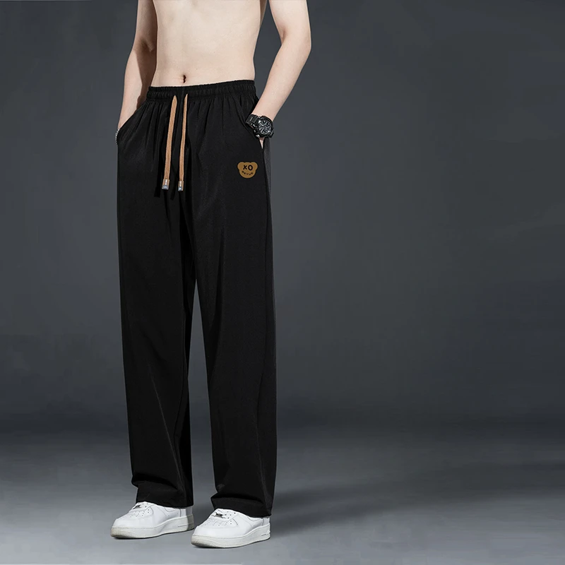 

Summer Men's Jogging Pants 2024 New Solid Color Drawstring Waist Design Outdoor Casual Sports Pants Men's Straight Leg Pants