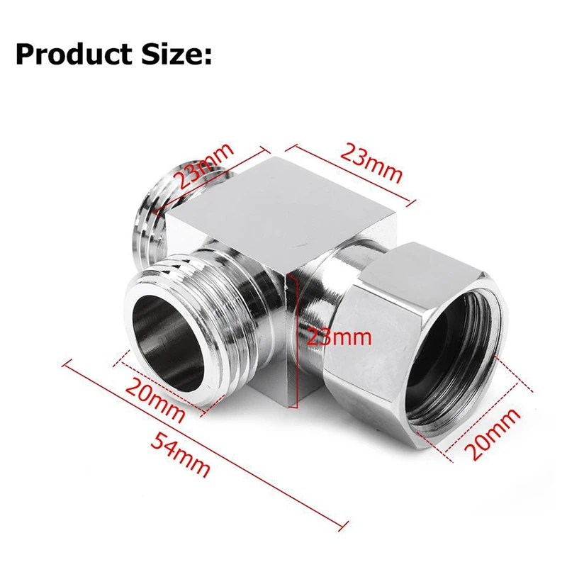 Adaptador de desviador de agua de 3 vías de latón, Conector de válvula de repuesto de ángulo de bidé de ducha de baño, Instalación rápida