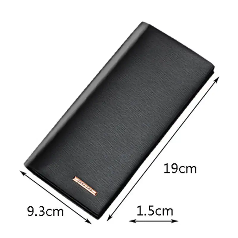 Men's Long Thin Slim Wallets Vintage Pu Leather Male Credit Card Holder Brown Money Purses Solid Simplicity Wallet for Man New
