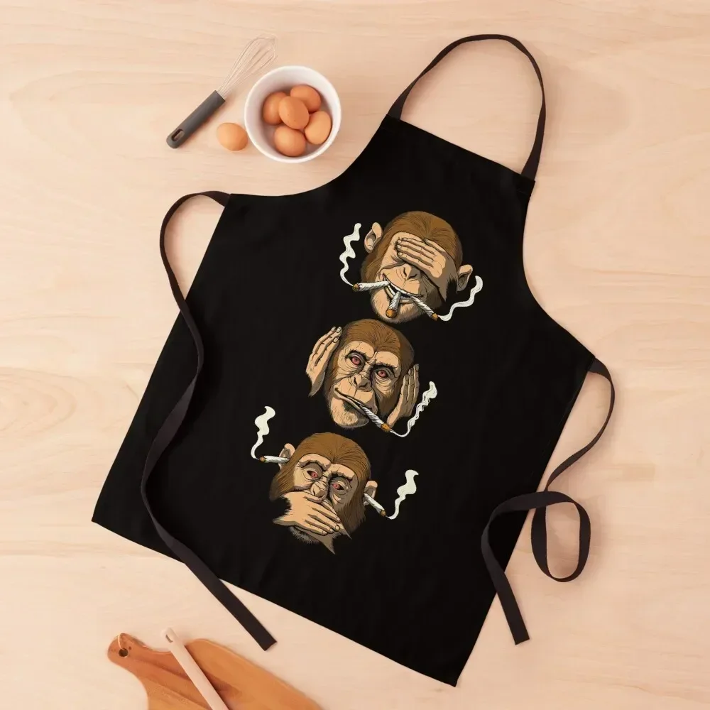 

Three Wise Monkey Stoners Apron Kitchens Accessories Nursing Funny For Cosmetologist Apron