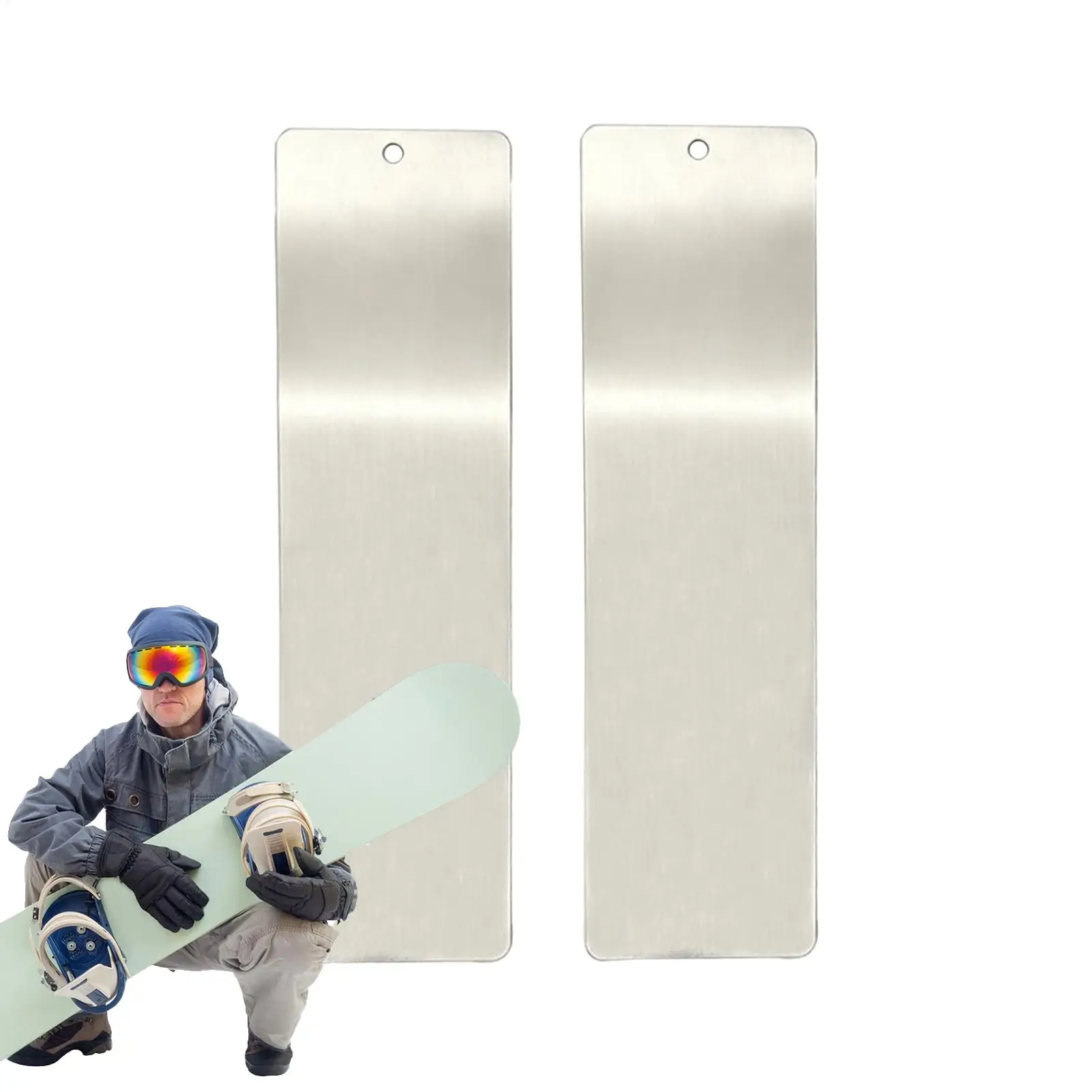 مكشطة شمع احترافية للتزلج على الجليد قطعتان من أداة الفولاذ المقاوم للصدأ مكشطة لجميع الأغراض لإزالة الجليد والثلج، محمولة ومتينة #4