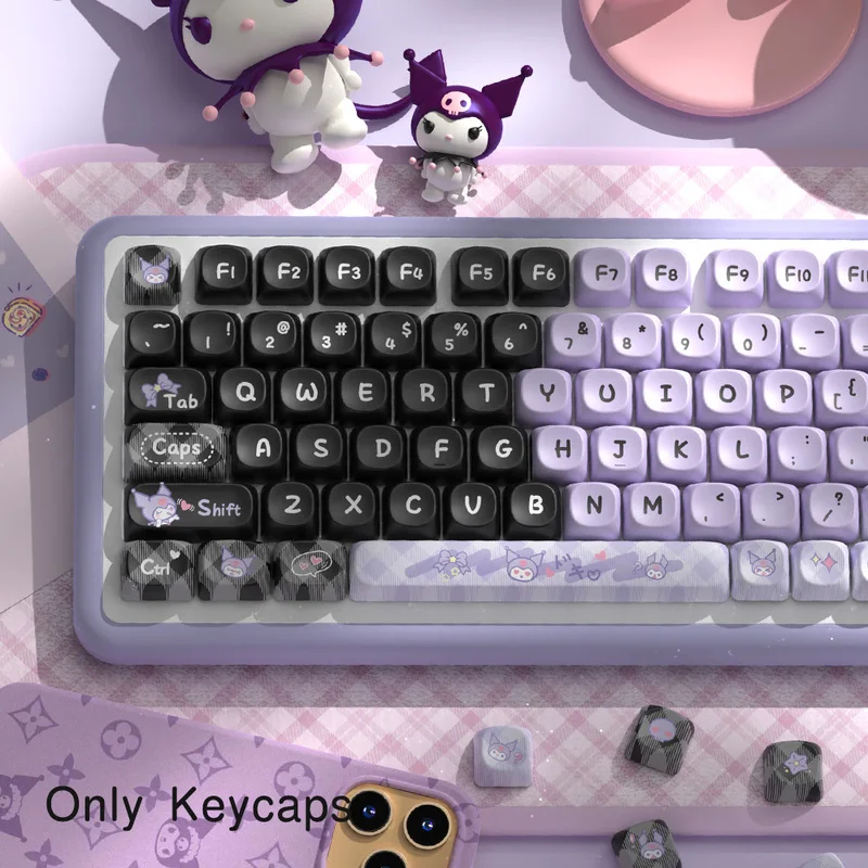 New Kuromi Themed Keycap Mca Height Pbt Material Full Five Sided Thermal Sublimation Process Cartoon Mechanical Keyboard Cap