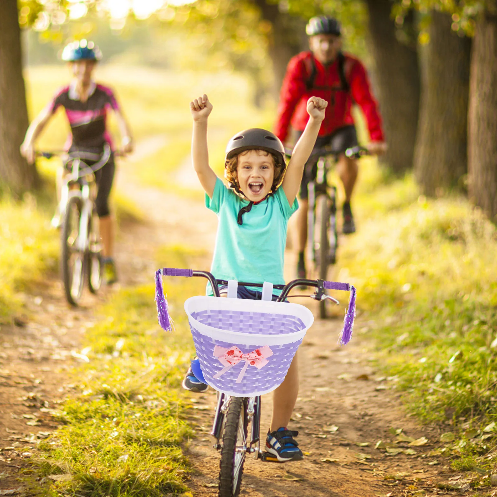 

Children Bicycle Scooter Front Basket Kids Bike Storage Container Portable Purple Matching Durability Safe Easy Attach