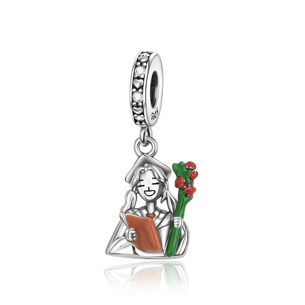 925 sterling silver graduation girl pendant beads compatible with original bracelet, men's and women's DIY jewelry gift