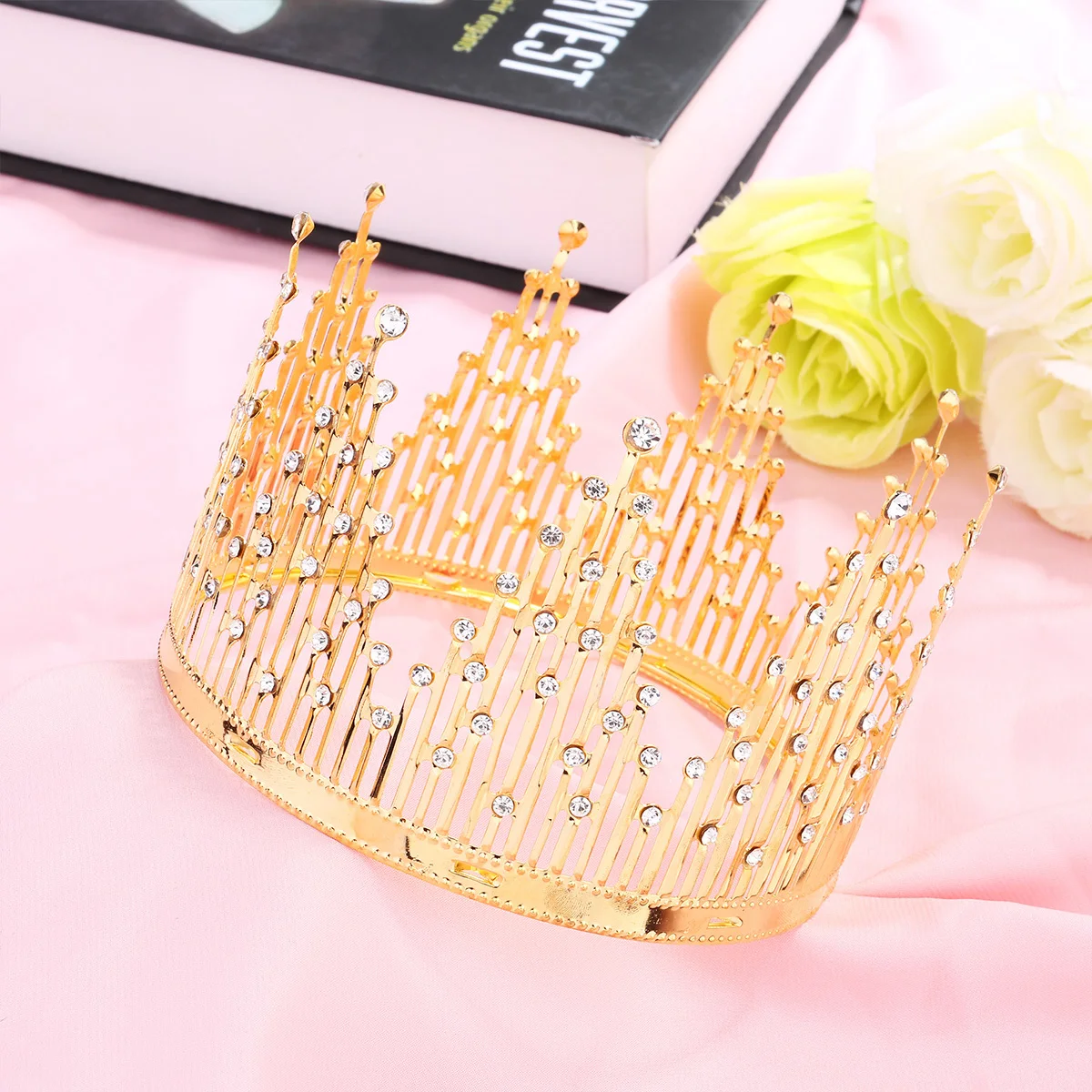 

1Pcs Crown Decoration Crystal Cake Topper Golden Tiara for Birthday Party Holiday Celebration Carnival Dessert Decorations