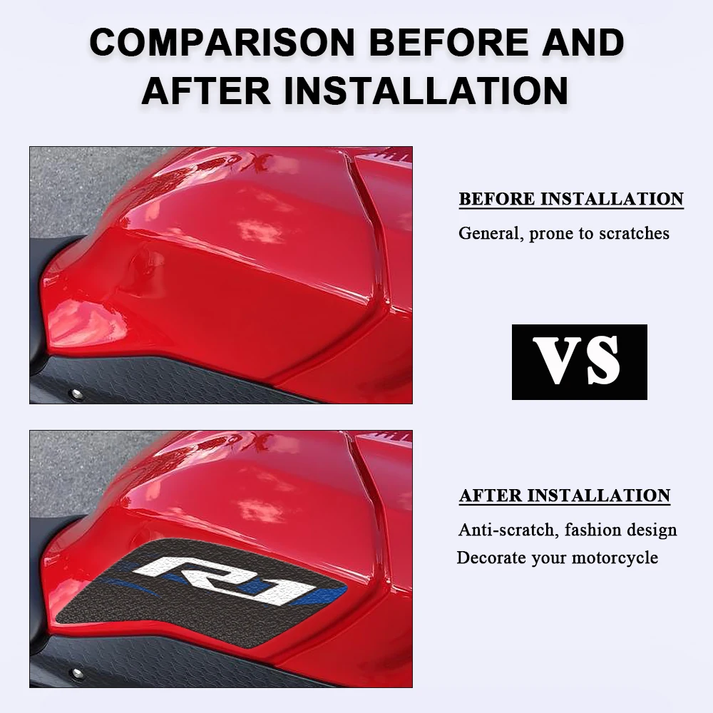Non-slip Motorcycle Fuel Tank Pad Stickers Protection For Yamaha YZF-R1 YZF-R1M YZF R1 RM 2015-2023 Motorbike Decals Accessories