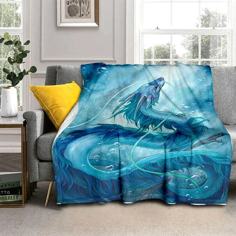 high definition printed custom blanket, fashionable, warm and lightweight blanket Office and home gifts China dragon pattern